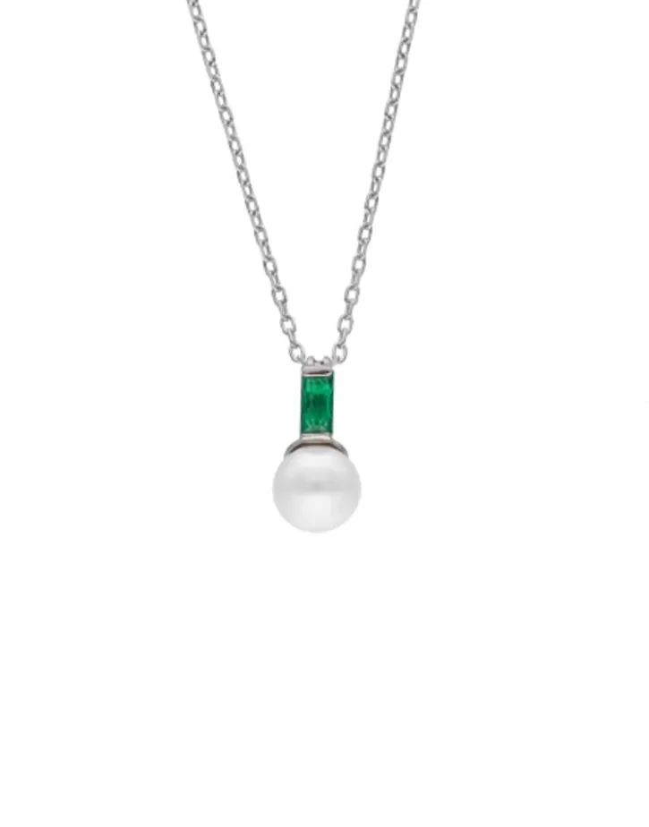 selene_silver_necklace_with_pearl_and_emerald_green_zirconia_4.webp Discount Majorica Selene Silver Necklace With Pearl And Emerald Green Zirconia