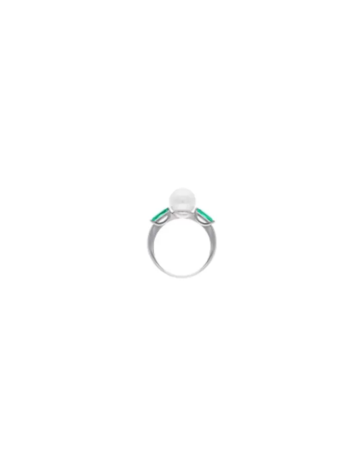 selene_silver_ring_with_pearl_and_emerald_green_zirconia_4.webp Best Majorica Selene Silver Ring With Pearl And Emerald Green Zirconia