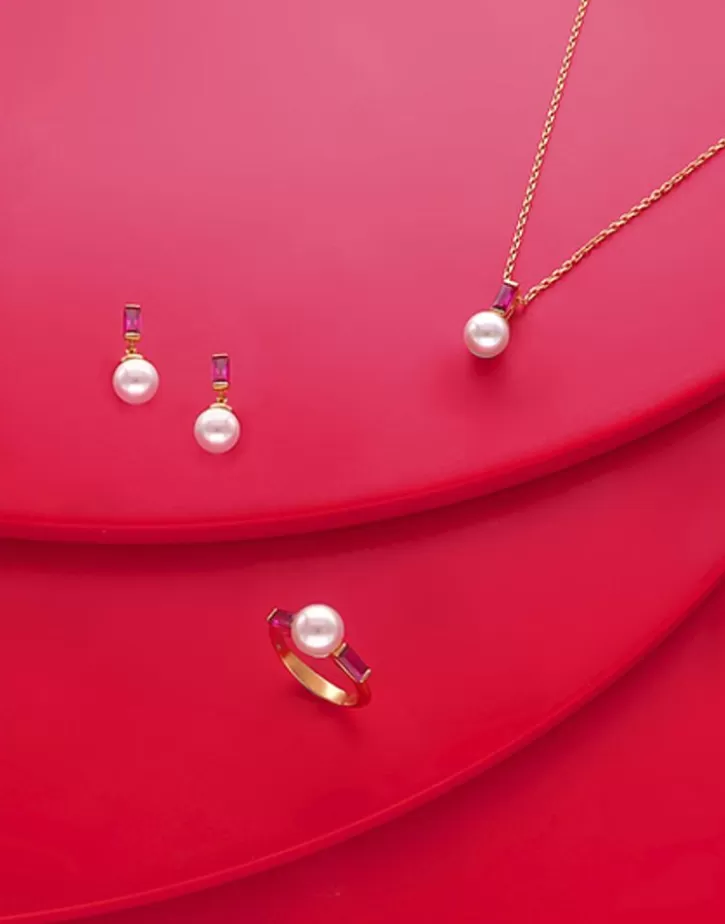 selene_youme_goldplated_earrings_with_pearl_and_ruby_red_zirconia_3.webp Discount Majorica Selene You&Me Gold-Plated Earrings With Pearl And Ruby Red Zirconia