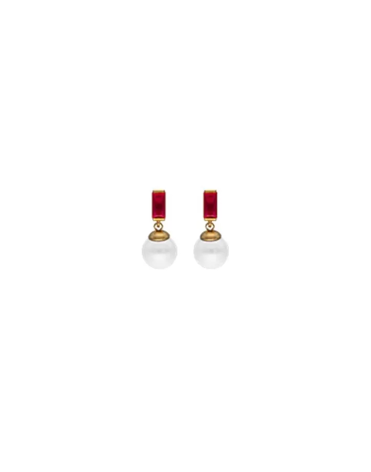 selene_youme_goldplated_earrings_with_pearl_and_ruby_red_zirconia_4.webp Discount Majorica Selene You&Me Gold-Plated Earrings With Pearl And Ruby Red Zirconia