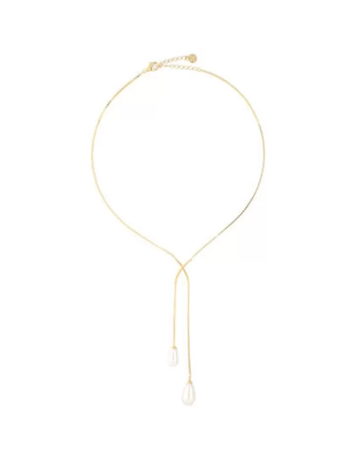 New Majorica Short Elixa Necklace With White Pear Drop Pearl