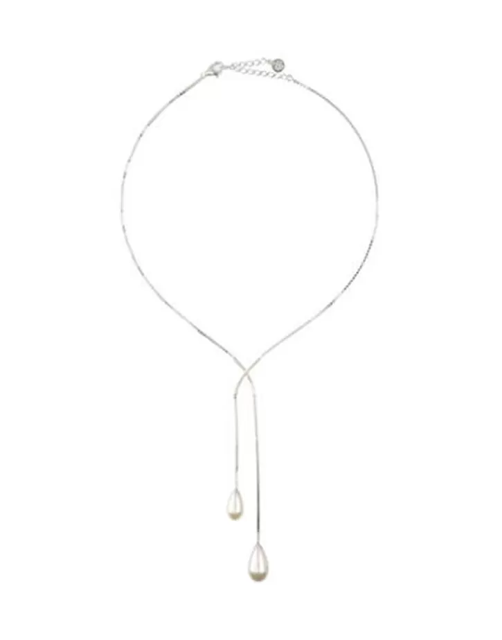 Cheap Majorica Short Elixa Silver Necklace With White Pear Drop Pearl