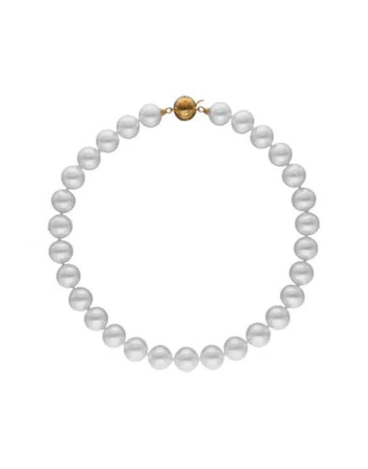 Store Majorica Short Pearl Necklace Lyra Gold Plated 14Mm 45Cm