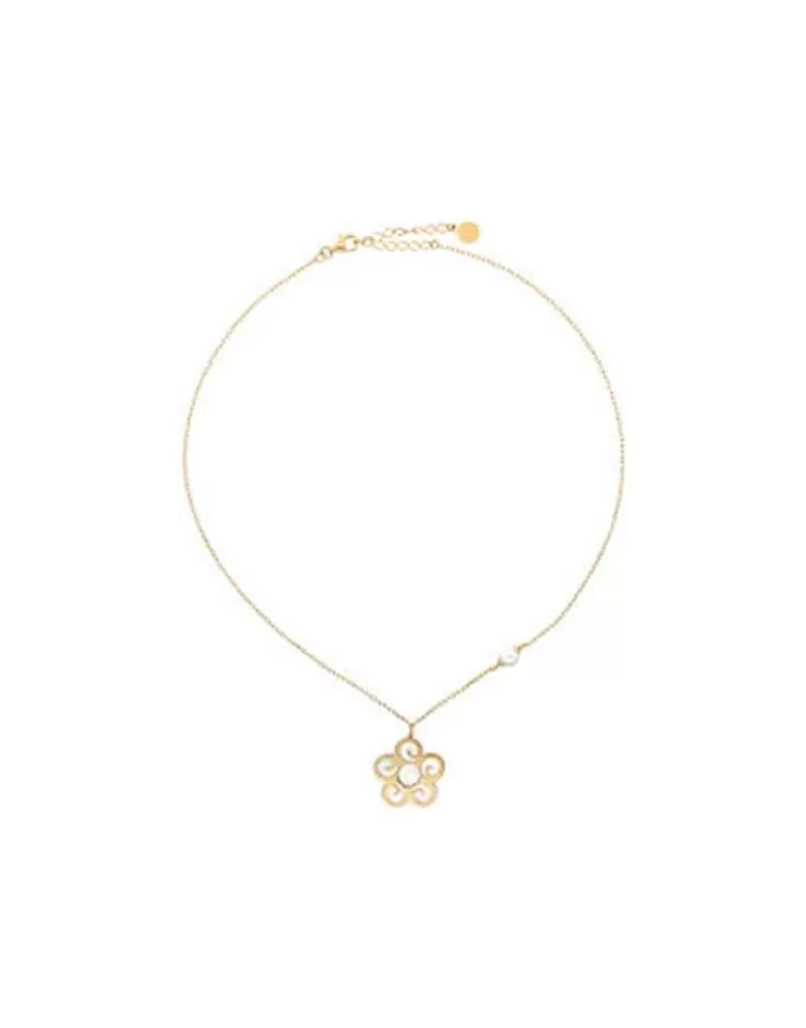 Fashion Majorica Short Roxana Necklace With A Mother-Of-Pearl Flower Charm