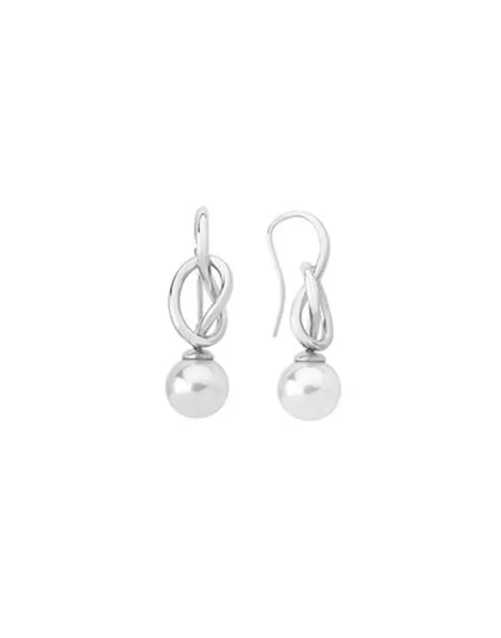 Hot Majorica Sicilia Earrings With A Silver Knot And A Round Pearl