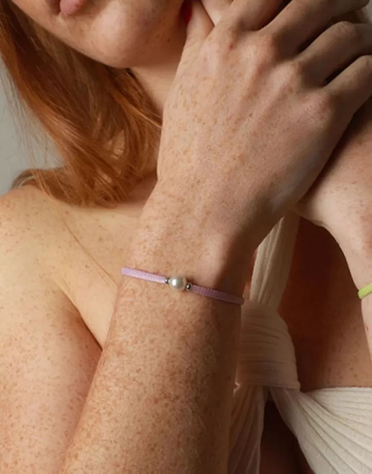 New Majorica Sifnos Elastic Bracelet In Lilac With Pearl