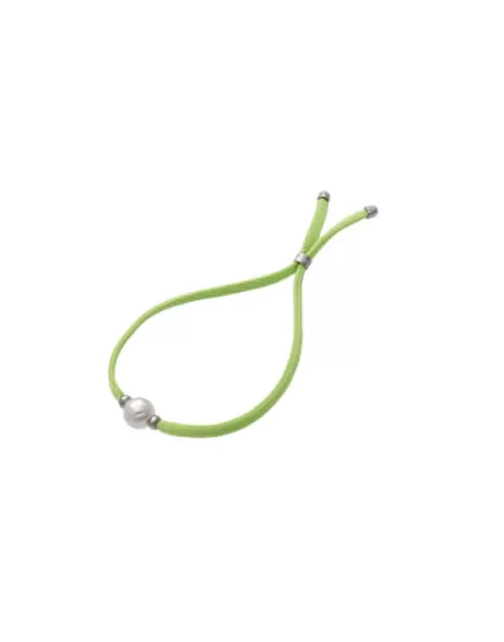 New Majorica Sifnos Elastic Bracelet In Lime Green With Pearl