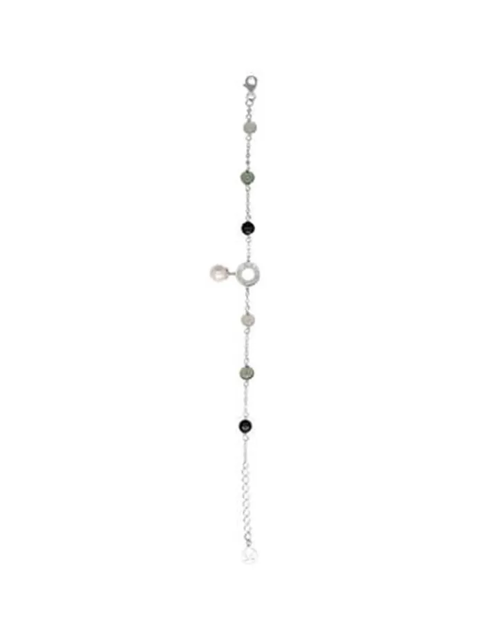 Cheap Majorica Silver Algaida Bracelet With Round Pearl And Black Murano Glass