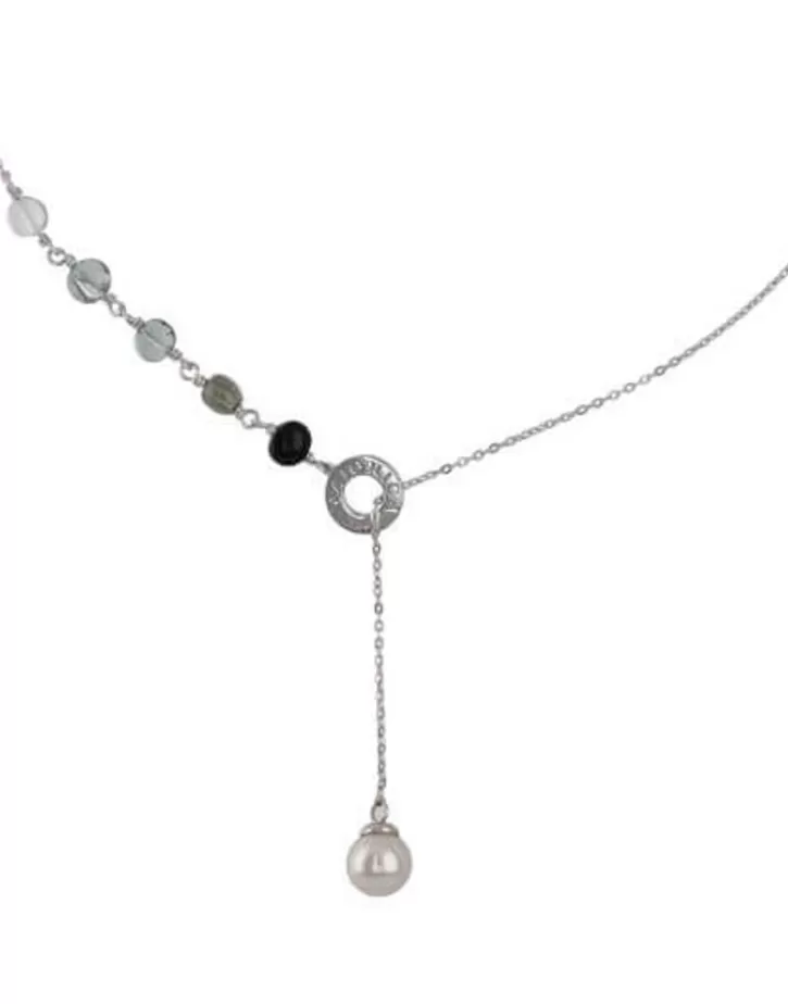 Discount Majorica Silver Algaida Short Necklace With Pearl And Black Murano Glass