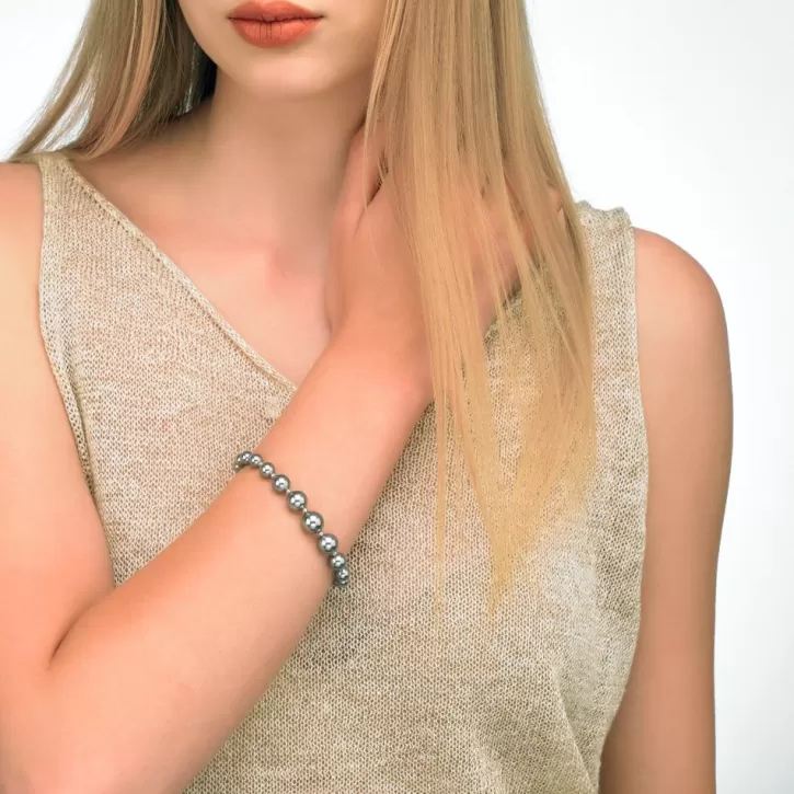 silver_bracelet_lyra_with_610mm_gray_pearls_2.webp Fashion Majorica Silver Bracelet Lyra With 6/10Mm Gray Pearls