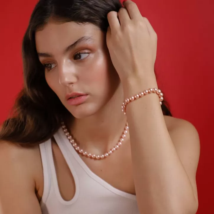 silver_bracelet_lyra_with_6mm_pink_pearls_3.webp Sale Majorica Silver Bracelet Lyra With 6Mm Pink Pearls