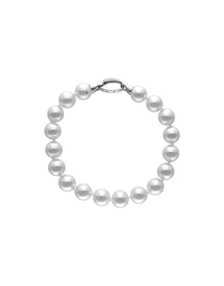 Store Majorica Silver Bracelet With 10Mm White Pearls Lyra