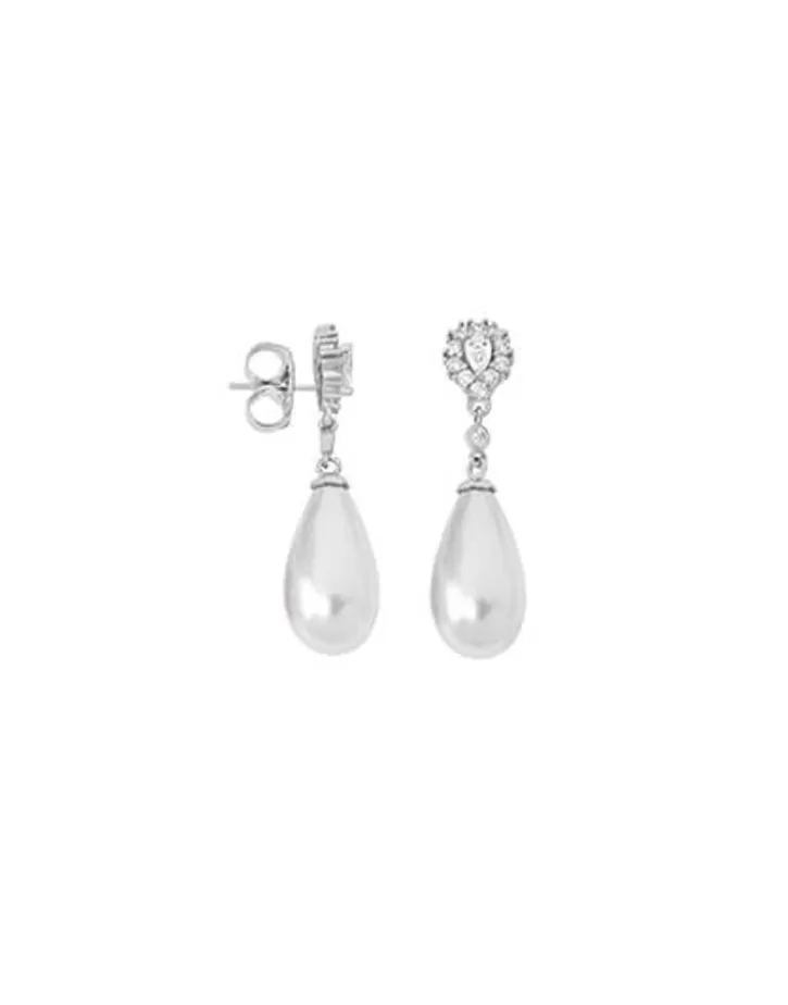 Best Majorica Silver Earrings Afrodita With White Pearl And Zircons