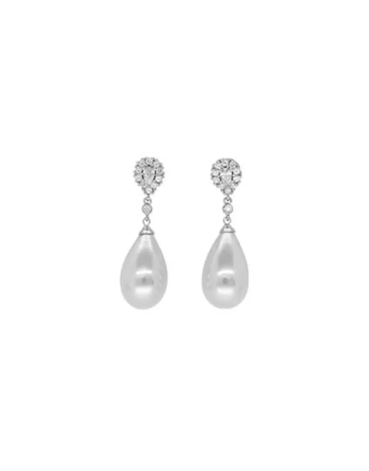 silver_earrings_afrodita_with_white_pearl_and_zircons_2.webp Best Majorica Silver Earrings Afrodita With White Pearl And Zircons