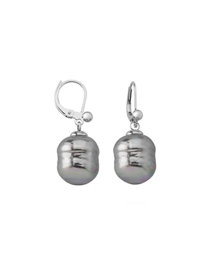 Shop Majorica Silver Earrings Agora With 12Mm Gray White Pearl