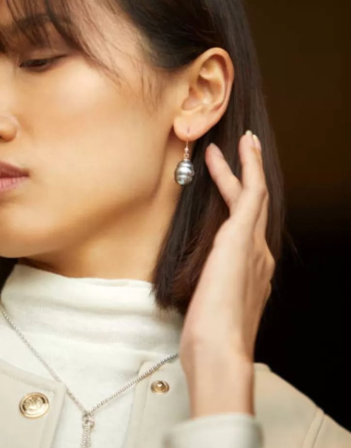 Shop Majorica Silver Earrings Agora With 12Mm Gray White Pearl