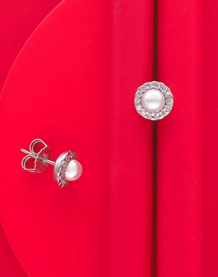 Best Sale Majorica Silver Earrings Cometa With Round Pearl
