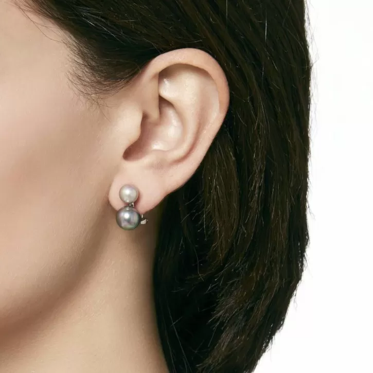 Sale Majorica Silver Earrings Nuit With 7 And 9Mm Gray And Nuage Pearls