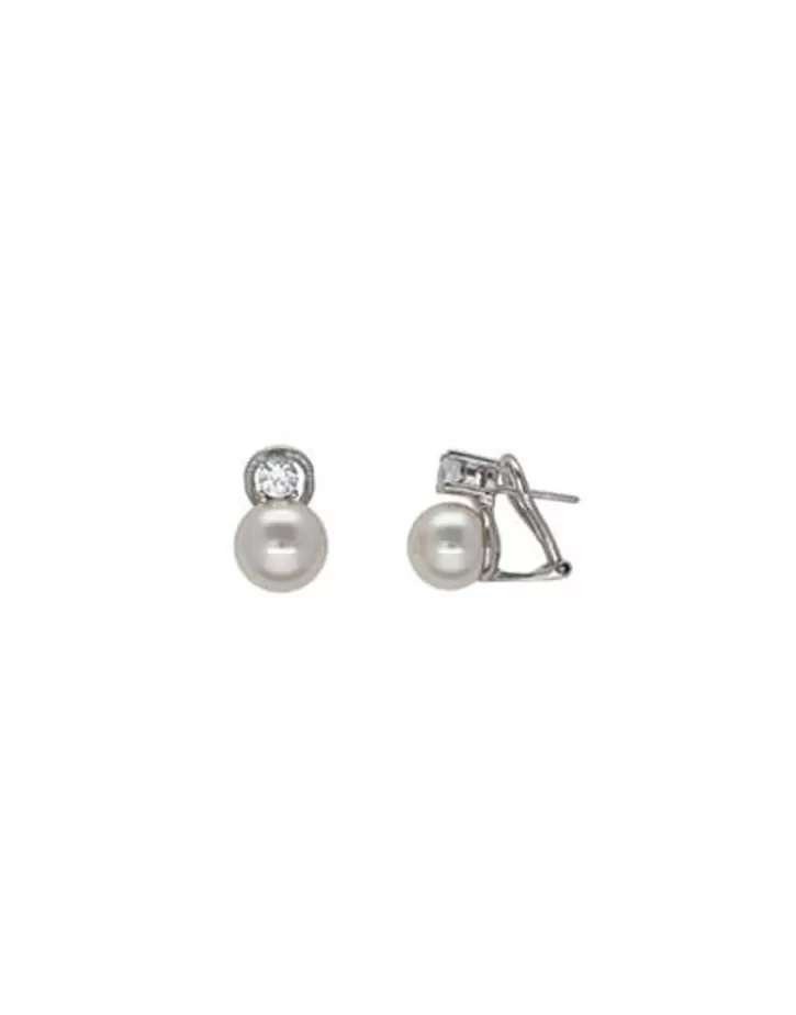 Discount Majorica Silver Earrings Selene With 10Mm White Pearls And Zircons