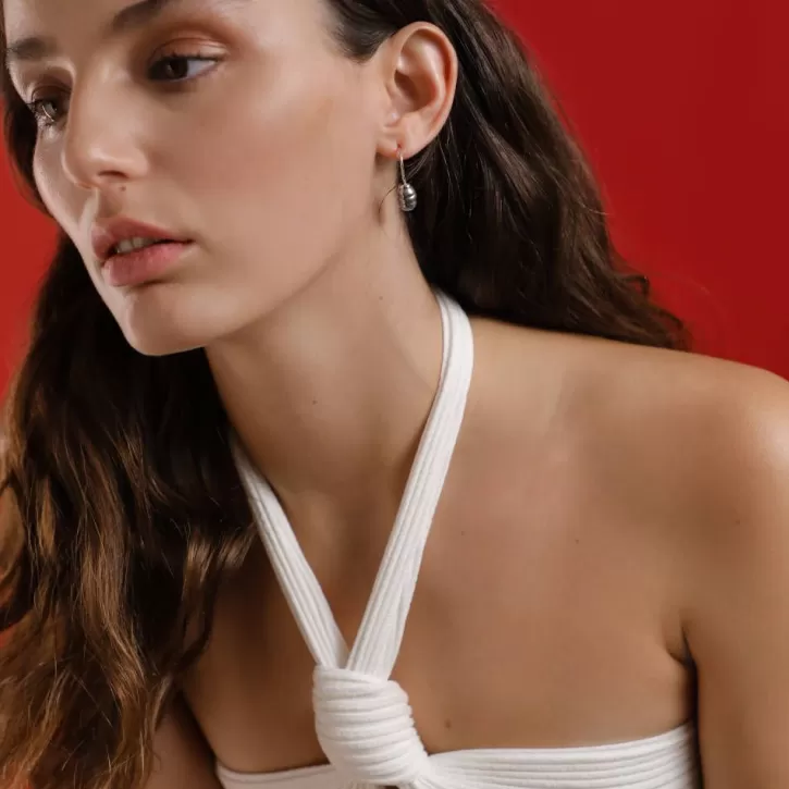 Outlet Majorica Silver Earrings Tender 8Mm Gray Baroque Pearl