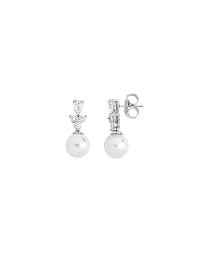 Outlet Majorica Silver Earrings Venus With 10Mm White Pearl And Zircons