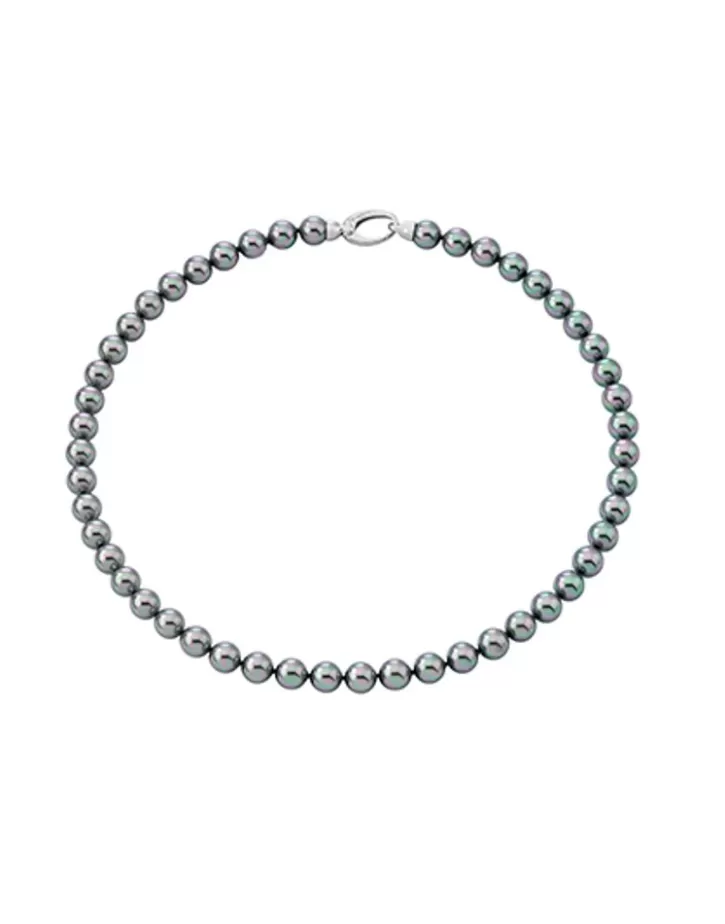 Clearance Majorica Silver Gray Pearl Necklace Lyra 8Mm 45Cm