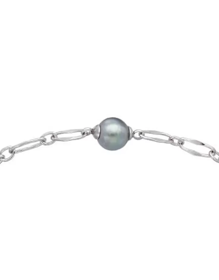 silver_link_bracelet_cies_with_gray_pearl_2.webp Sale Majorica Silver Link Bracelet Cies With Gray Pearl
