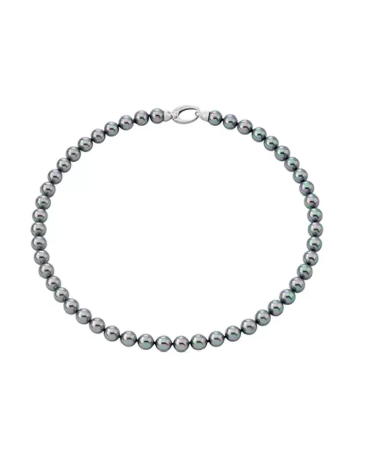 Flash Sale Majorica Silver Lyra Necklace Gray Pearls 10Mm 45Cm