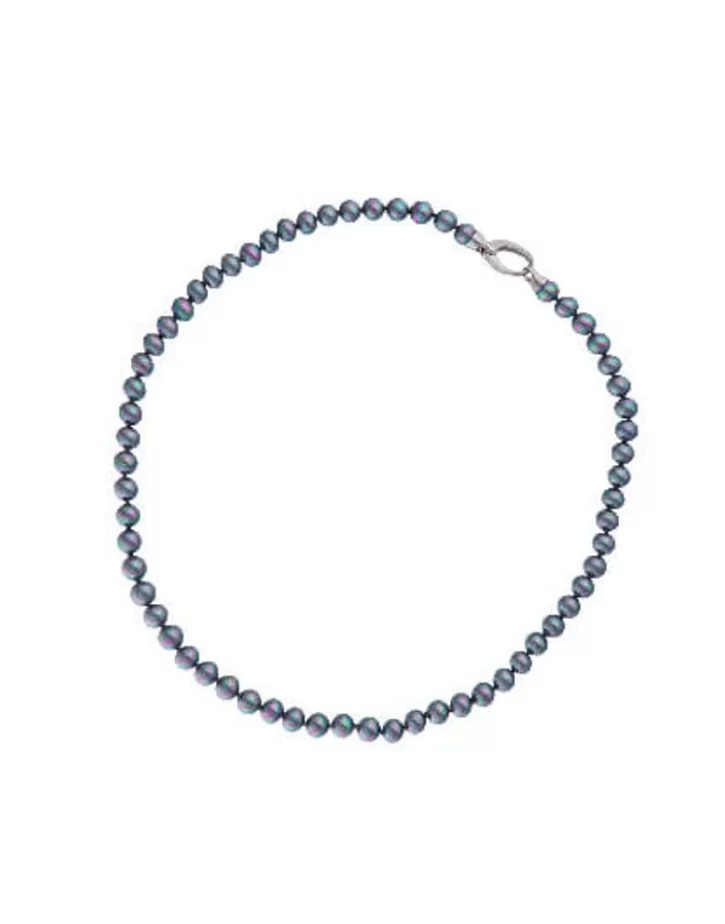 Online Majorica Silver Necklace Lyra 45Cm With 6Mm Gray Pearl