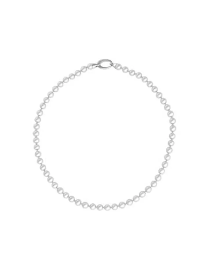 Store Majorica Silver Necklace Lyra 6Mm White Pearls 40Cm