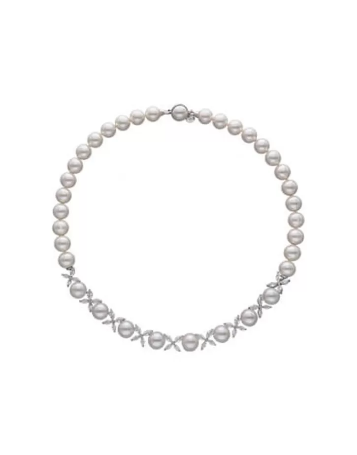New Majorica Silver Necklace With Pearls And Zircons Venus