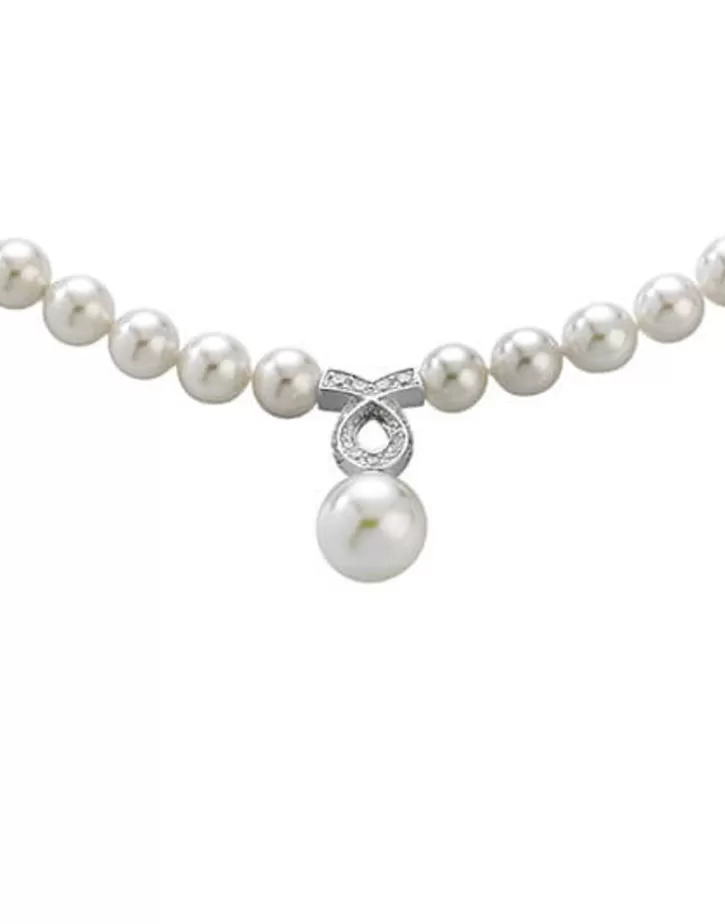 Store Majorica Silver Pearl Necklace Lilit With Zircons 8Mm 43Cm