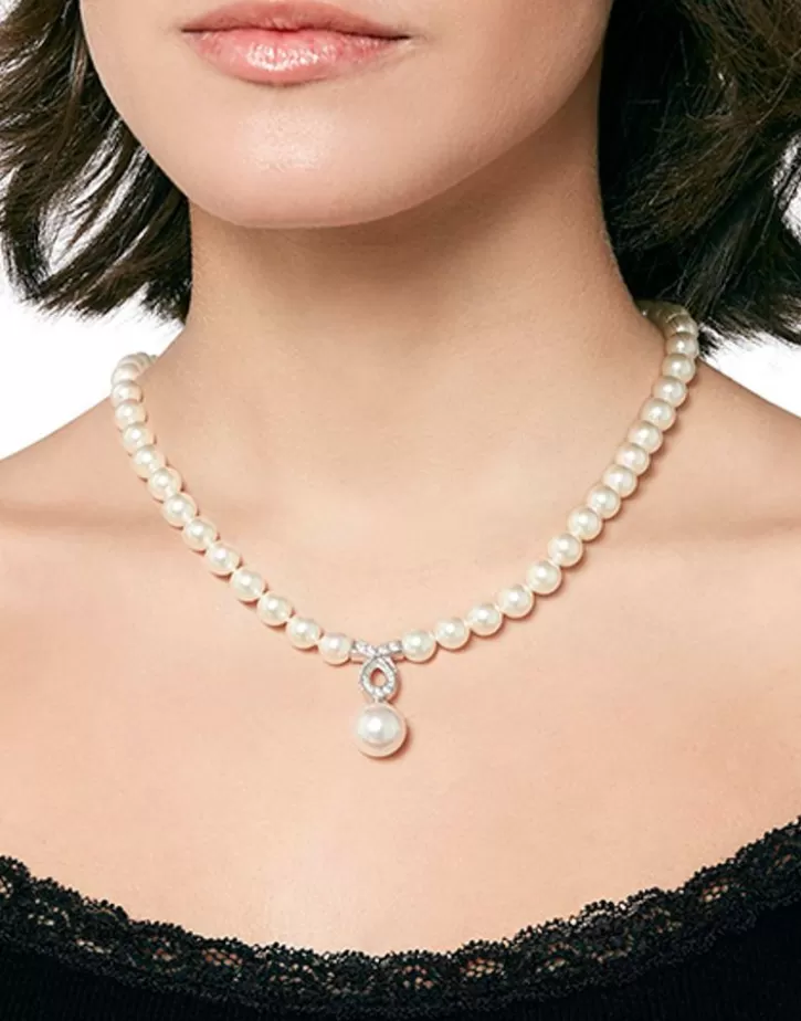 Store Majorica Silver Pearl Necklace Lilit With Zircons 8Mm 43Cm