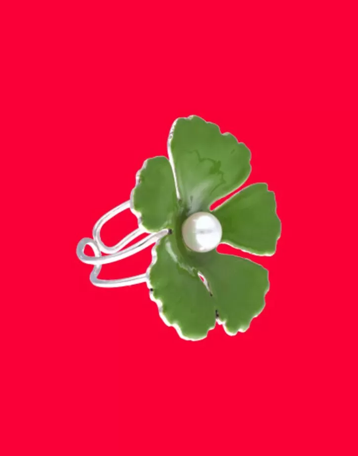 silver_santorini_large_olive_green_flower_ring_3.webp Online Majorica Silver Santorini Large Olive Green Flower Ring