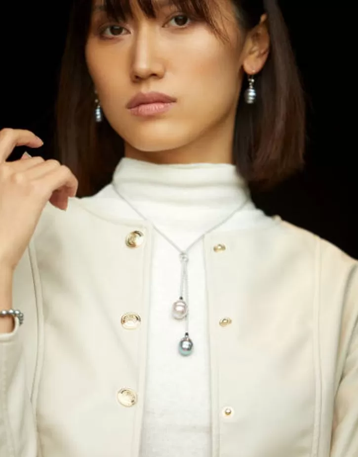 Cheap Majorica Silver Short Necklace Tender Barroque Gray And Nuage Pearls