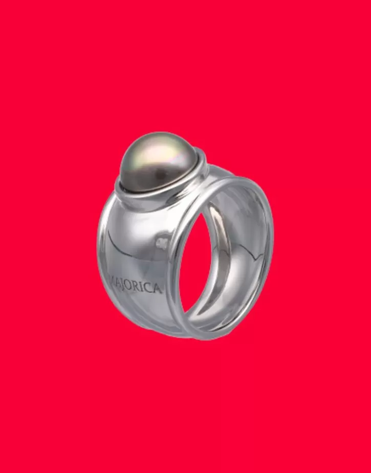 Best Sale Majorica Silver Tahiti Ring With Tahiti Half-Ball Pearl