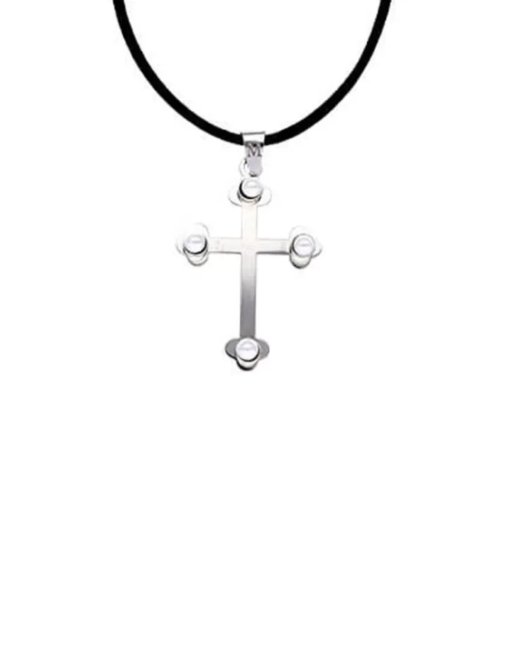 Cheap Majorica Silver Trinity Cross Pendant With Pearls