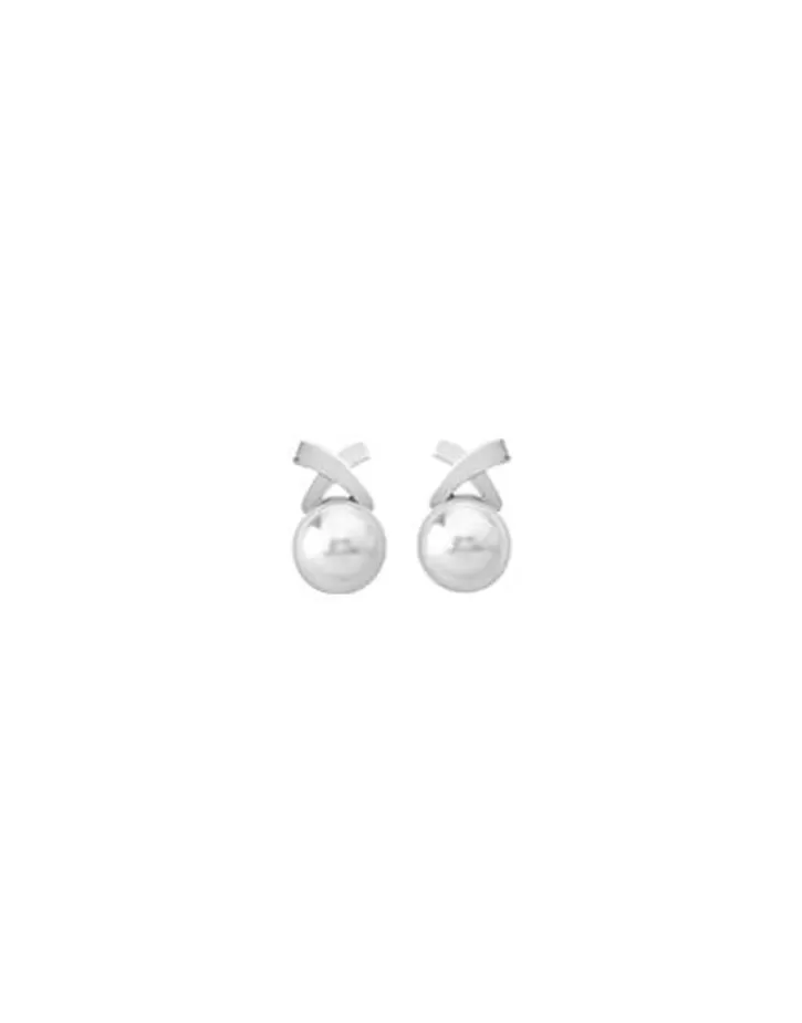 Flash Sale Majorica Silver Vega Earrings With Round White Pearl