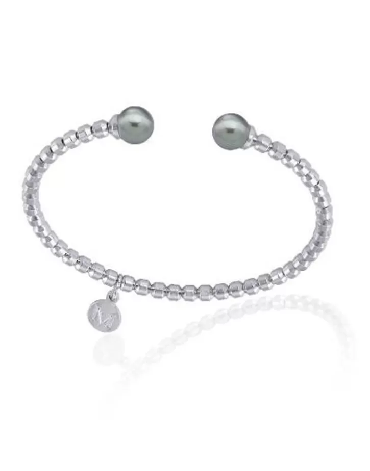Shop Majorica Steel Bangle Carmen With Gray Pearls