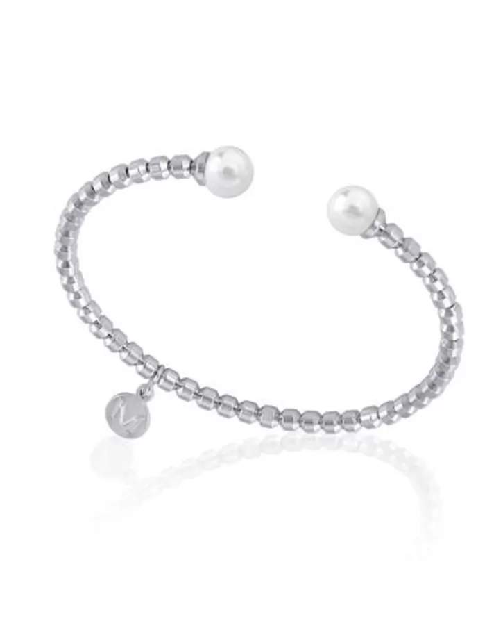 Shop Majorica Steel Bangle Carmen With White Pearls