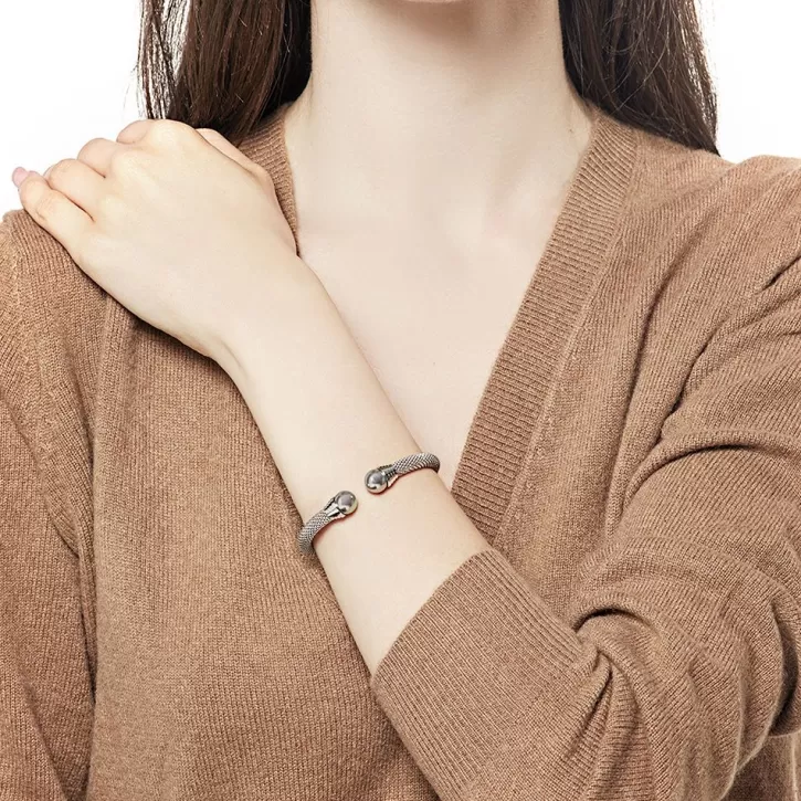 Cheap Majorica Steel Bangle Spicy With Nuage Pearl