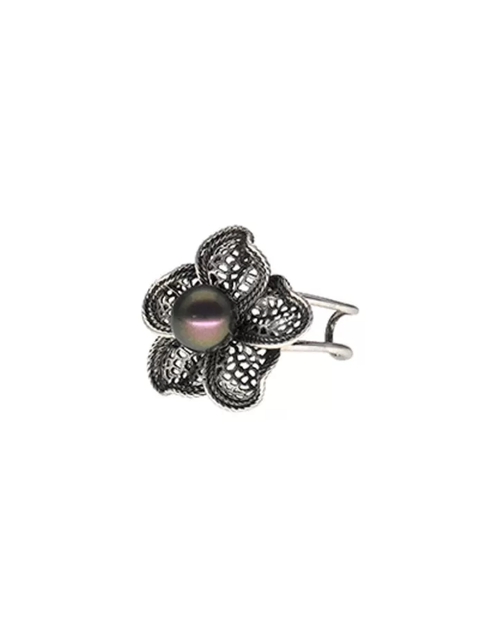 Best Sale Majorica Tahiti Pearl Ring With Flower Peregrina