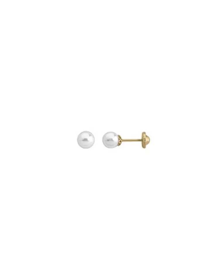 Cheap Majorica Taylor 18-Carat Gold 5Mm White Pearl Earrings With Screw Fastening
