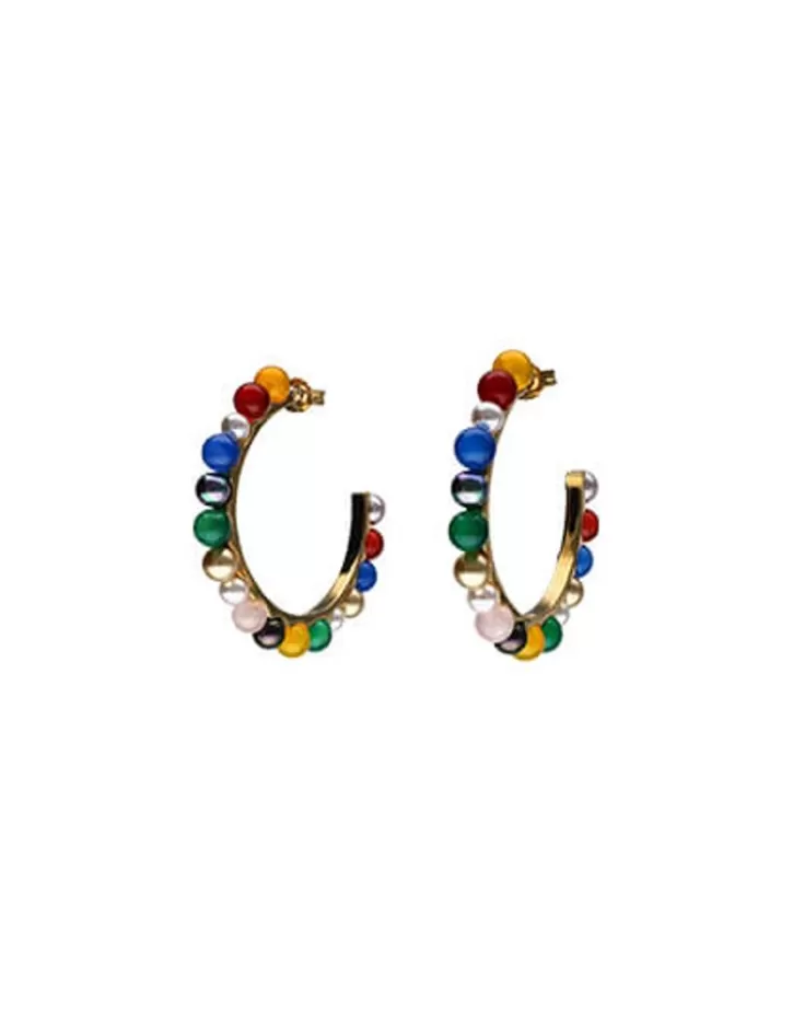 Discount Majorica Tutti Frutti Gold Hoop Earrings With Multicoloured Agates