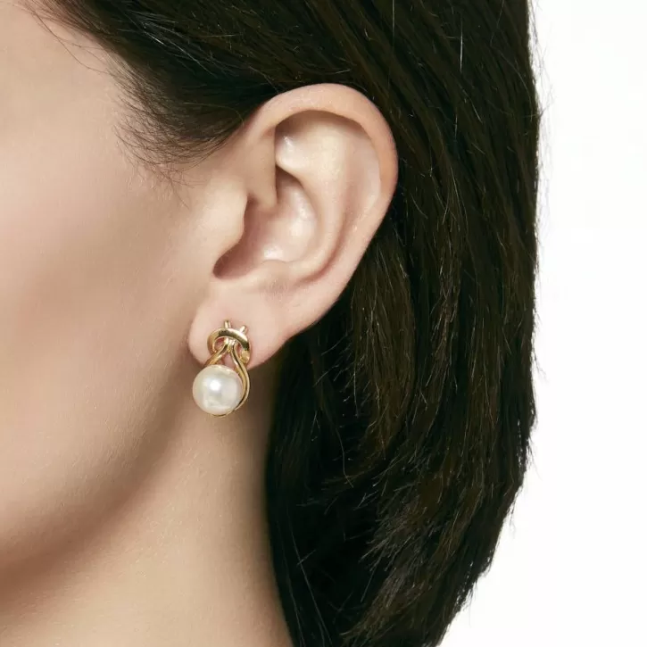 Store Majorica Vega 90S Gold Earrings With Round Pearl